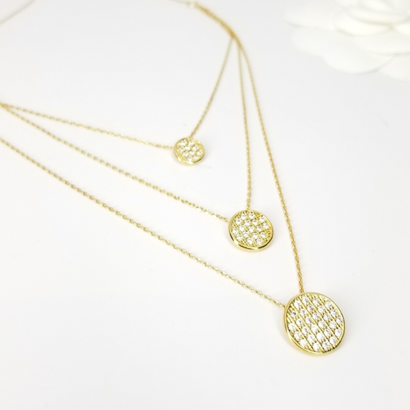 NWT Statement 3 Layered Pave CZ Choker Necklace - Picture 7 of 11